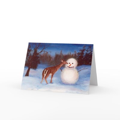 Curiosity Deer and Snowman Card by bmthour