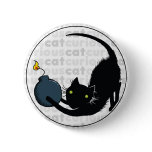 Curious Cat with Bomb Pinback Button