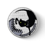 Curious Cat with Trap Pinback Button