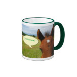 Curious colt with talk bubbles mug