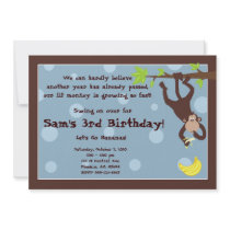 Curious Monkey Blue Custom Invitation