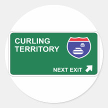 Curling Next Exit Round Sticker