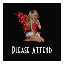 Curly Blonde 3D Fairy in Pink Custom Invitations