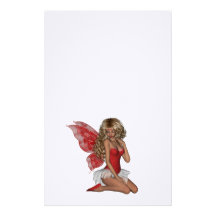 Curly Blonde 3D Fairy in Pink Custom Stationery