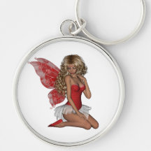 Curly Blonde 3D Fairy in Pink Key Chain