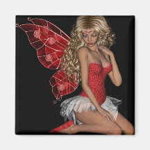 Curly Blonde 3D Fairy in Pink Magnet