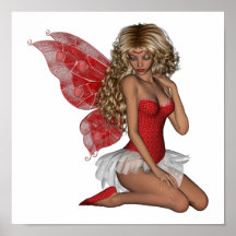 Curly Blonde 3D Fairy in Pink Print