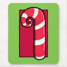 Curly Candy Cane green Mousepad