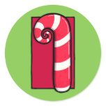 Curly Candy Cane green Sticker