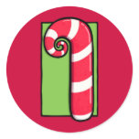 Curly Candy Cane red Sticker