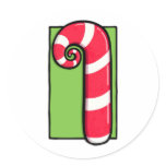 Curly Candy Cane white green Sticker