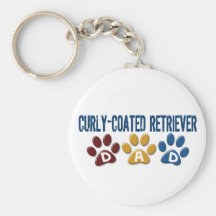 CURLY-COATED RETRIEVER Dad Paw Print 1 Key Chain