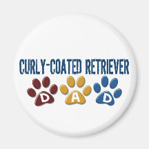 CURLY-COATED RETRIEVER Dad Paw Print 1 Refrigerator Magnets