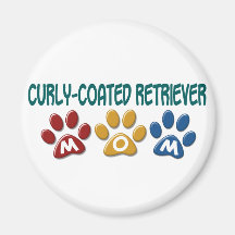 CURLY-COATED RETRIEVER Mom Paw Print 1 Fridge Magnet