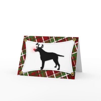 Curly Coated Retriever Reindeer Christmas Card by MenagerieMayhem