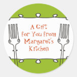 Curly forks retro decorative food gift tag sticker