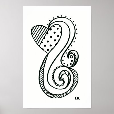 Curly Heart Print by candyheartcreations
