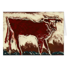 Curly Red Steer Greeting Cards