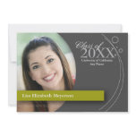 Curve & Dots Graduation: Custom Green invitations