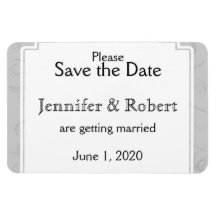 Curved Art Deco Diva Silver Wedding Save the Date Magnet