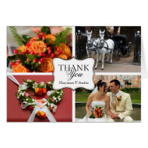 Curved thank you 4 photo montage personal note cards
