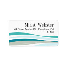 Curvy Lines - aqua Address Labels