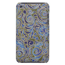Curvy Lines Batik Blue iPod Case Barely There iPod Cases