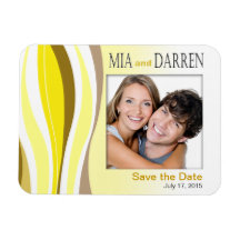 Curvy Lines Photo Save the Date yellow Vinyl Magnets