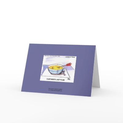 Custards Last Flan Funny Greeting Card by beardiethor123