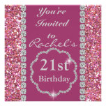 Custom 21ST PINK BLING Birthday Invitation