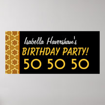 Custom 50th Birthday or Any Year Gold and Black B9 Posters