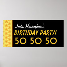 Custom 50th Birthday or Any Year Gold and Black C2 Posters