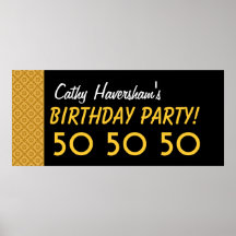 Custom 50th Birthday or Any Year Gold Diamonds V06 Print
