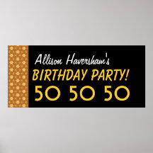 Custom 50th Birthday or Any Year Gold Stars V01 Posters