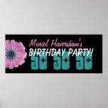 Custom 50th Birthday Party or Any Year Pink Daisy Poster