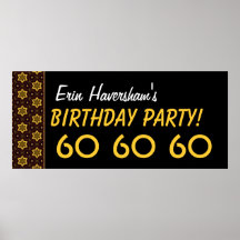 Custom 60th Birthday or Any Year Gold Stars Print