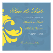 Custom air force and white damask save the date invitation
