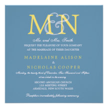 Custom air force blue modern wedding invite
