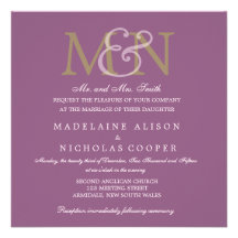 Custom antique fuchsia modern wedding invite