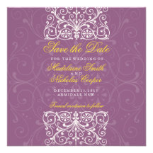 Custom antique fuchsia white vintage save the date custom invitations