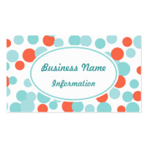 Custom Aqua Coral Dots Business Card
