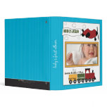 Custom Baby Album: Aqua Planes and Trains Vinyl Binders