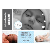 Custom baby boy photo birth announcement