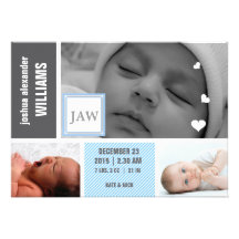 Custom baby boy photo birth announcement