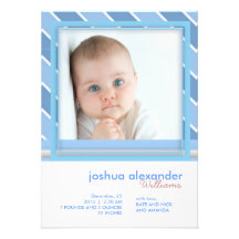 Custom baby boy shadow photo frame invite