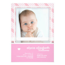 Custom baby girl shadow photo frame announcement