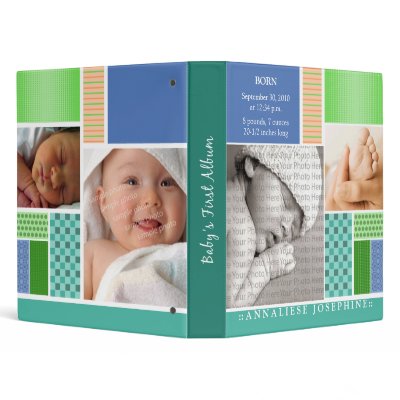 Custom Baby's First Album :: Blue Patchwork by BabyShoppe