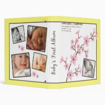 Custom Baby's First Album :: Lemon Cherry Blossom 3 Ring Binder
