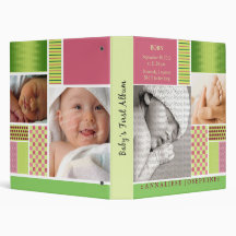 Custom Baby's First Album :: Lime Patchwork Binder