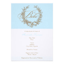 Custom Bebe - Blue French Baby Shower Invitation invitations